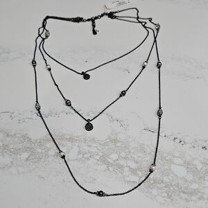 Lucky Brand Black and Silver Layered Necklace